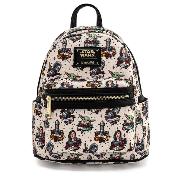 Star Wars Loungefly Mandalorian Tattoo AOP Mini Backpack